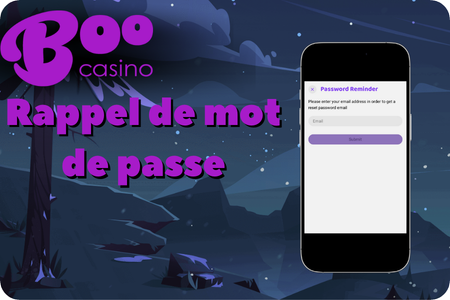 Fenêtre de récupération de mot de passe oublié sur Boo Casino.